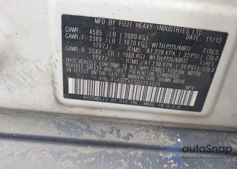 2013 Subaru Outback 2.5I Limited from USA, damaged, VIN 4S4BRCKC5D3253029